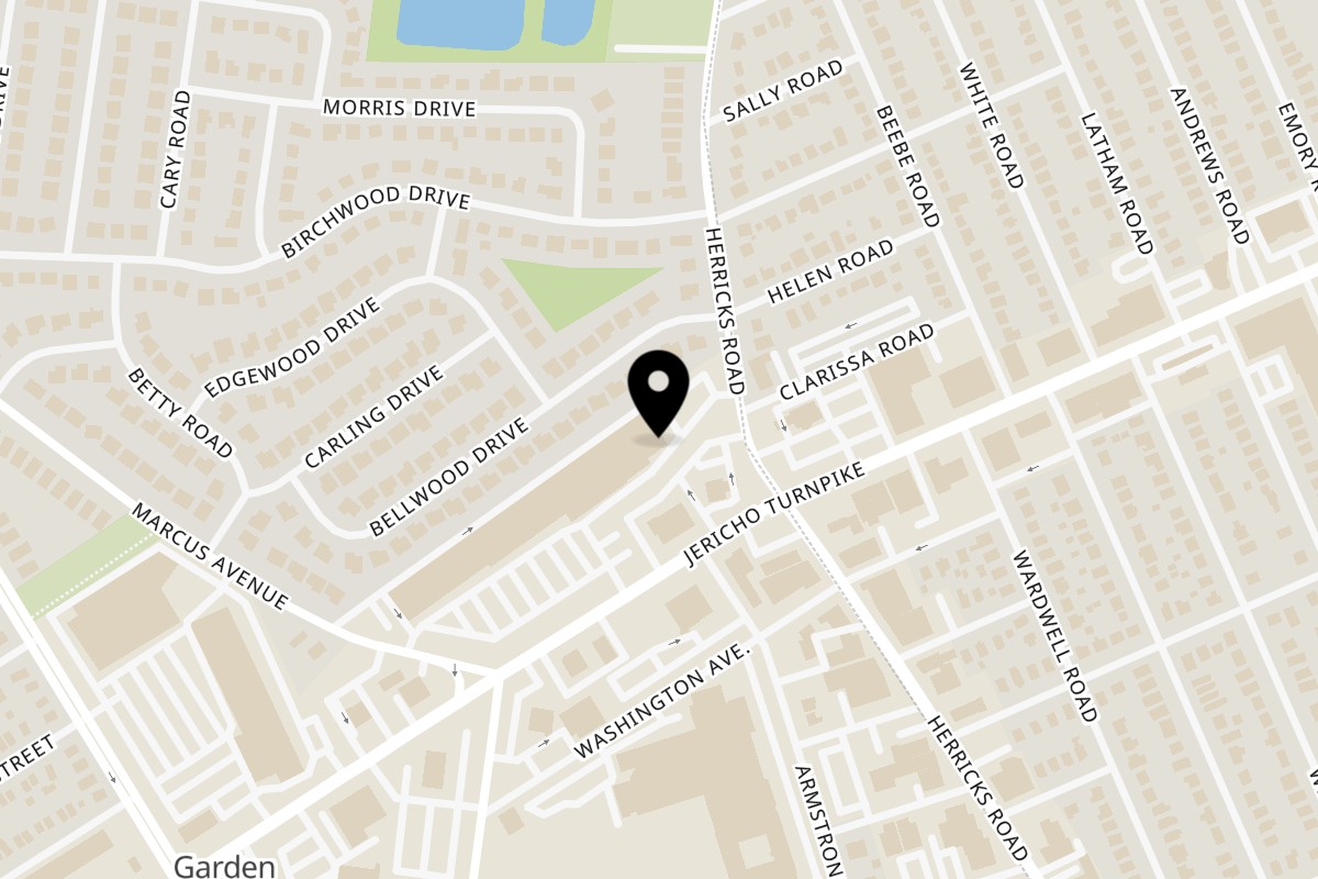 Map showing the location of World Taco Factory on 2481 Jericho Tpke in Garden City Park